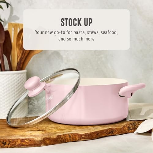 5QT Ceramic Nonstick Stockpot with Lid (5 Quarts / Blush Pink)