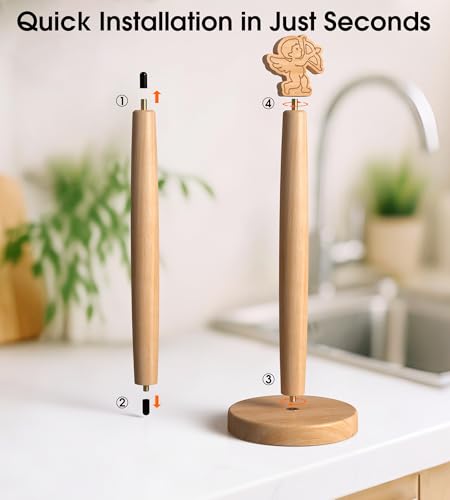 Cute Wooden Paper Towel Holder Countertop (Cupid / Standard)