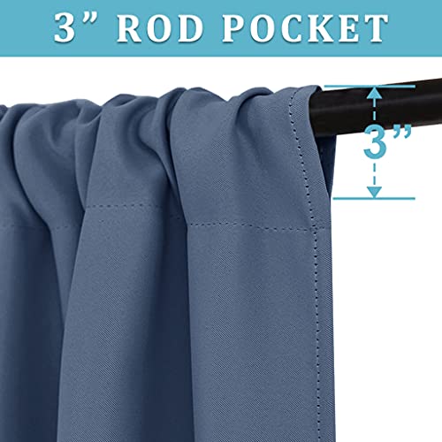 Blackout Curtains for Bedroom Living Room Nursery 63 inches Long (Stone Blue / 34"W x 63"L (Pack of 2))