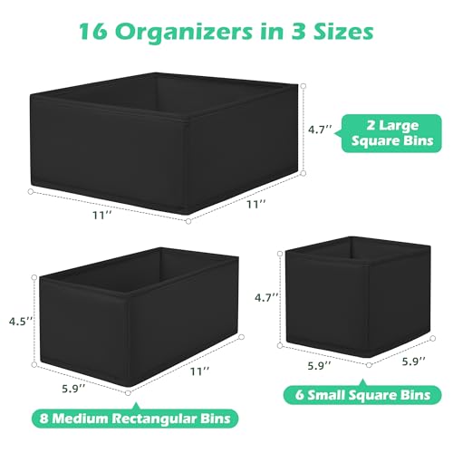 Drawer Clothing Organizer 16 (Black)