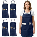 Bib Aprons 4 Pack Adjustable With 2 Pockets Navy (4 Pack / Navy)