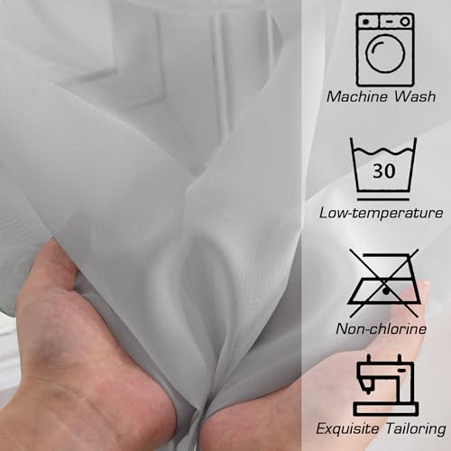 Light Grey Sheer Curtains 54 Inch Length for Living Room Bedroom 2 Panels Set (Light Grey / 42"W x 54"L (Pack of 2))
