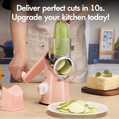 Rotary Cheese Grater with Handle (Pink)