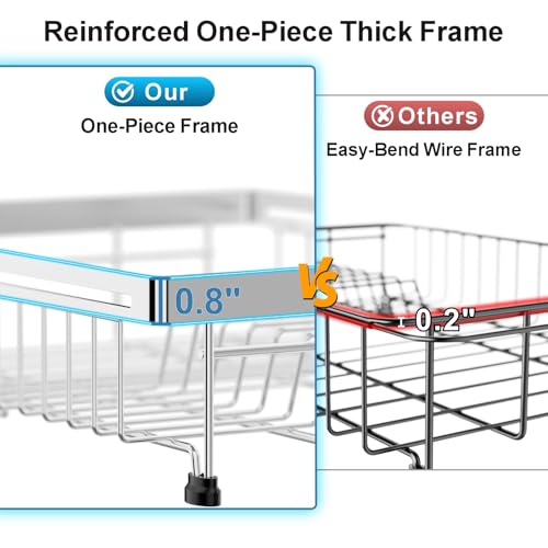 Over Sink Dish Drying Rack (Silver / 12.8"W | Fits Inner Sink 13.4"-22"L)