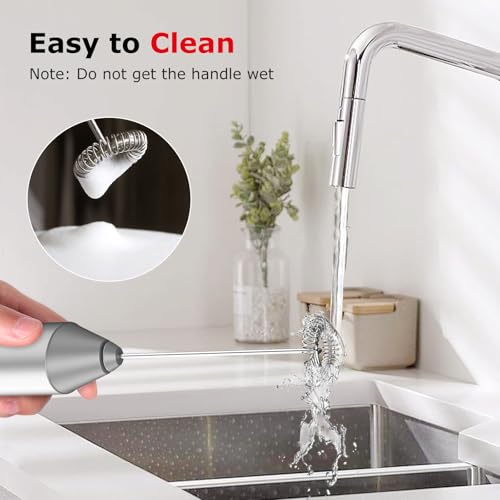 Milk Frother with Stand for Coffee (Silver / Compact)