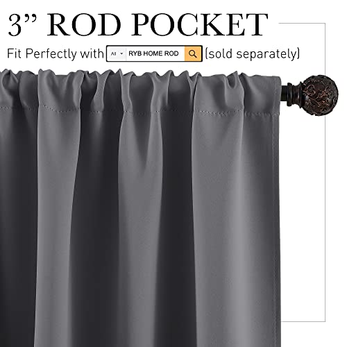 Blackout Curtains for Bedroom Living Room Nursery 63 inches Long (Grey / 42"W x 63"L (Pack of 2))