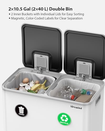 Trash Can 2 x 10.5 Gallon (White / 2 x 10.5 Gallon (2 x 40 L))