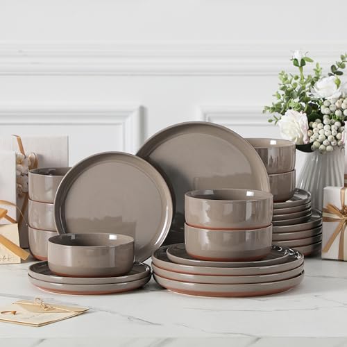 Plates and Bowls Sets (24 Pcs (Service for 8) / Brown)