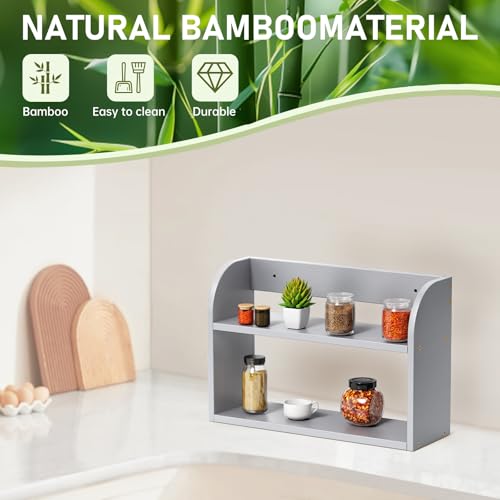2 Tier Bamboo Spice Rack (Grey / 2 Tier)