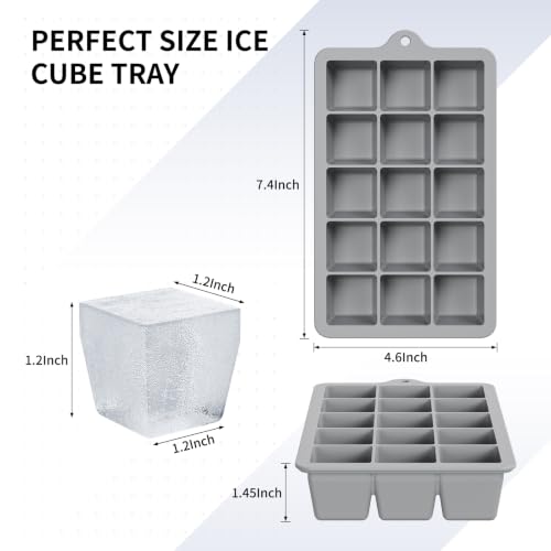Silicone Ice Cube Tray 3 Pack (Ice Cube Tray 3 Pack / Black+Gray+Green)
