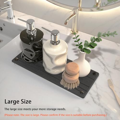 Quick Dry Sink Caddy Kitchen Sink Organizer (Dark Gray Metal Foot Wave Large)