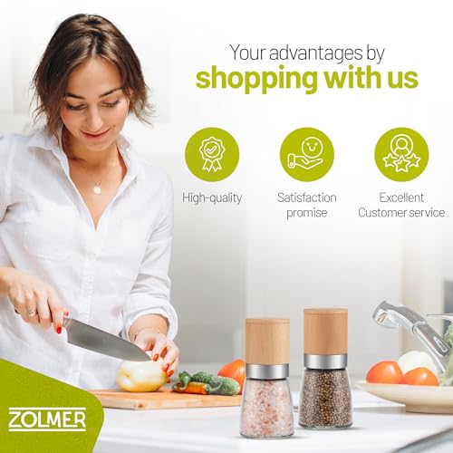 2X Manual Salt and Pepper Grinder Set Compact 190ml Natural Wood