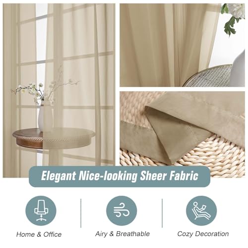 Extra Wide Sheer Taupe Curtains 84 Inches Long 2 Panels (59"W x 84"L (Pack of 2) / Taupe)