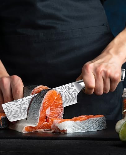 7” Nakiri Chef's Knife with Finger Guard (Silver Nakiri Knife)