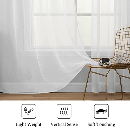 2 Panels White Sheer Curtains for Living Room 54 X 84 Inches (White / 54"W x 84"L (Pack of 2))