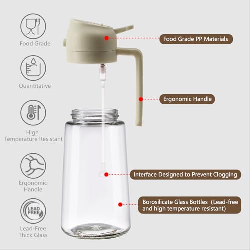 2PCS Oil Sprayer for Cooking 16oz (Black,White)