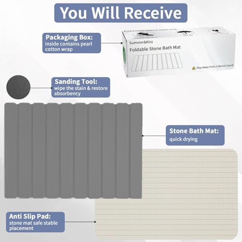 Foldable Stone Bath Mat (Dark Gray / 23.5" x 15.4" (Rectangular))