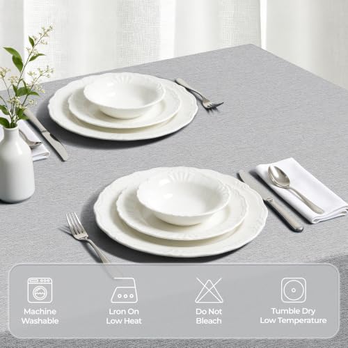 Faux Linen Farmhouse Table Cloth 60"x84" for 4 (Cool Grey / 84" x 60" (Rectangular))
