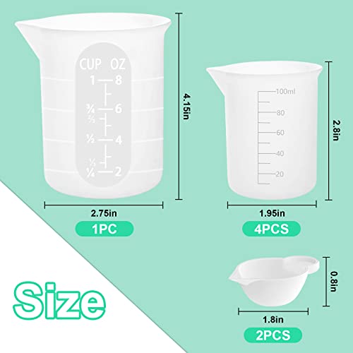 7 PCS Silicone Measuring Cups Kits (250ML+100ML*4)