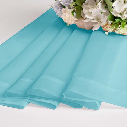 Aqua Sheer Curtains for Bedroom Living Room 90 Inches Long (Aqua / 42"W x 90"L (Pack of 2))