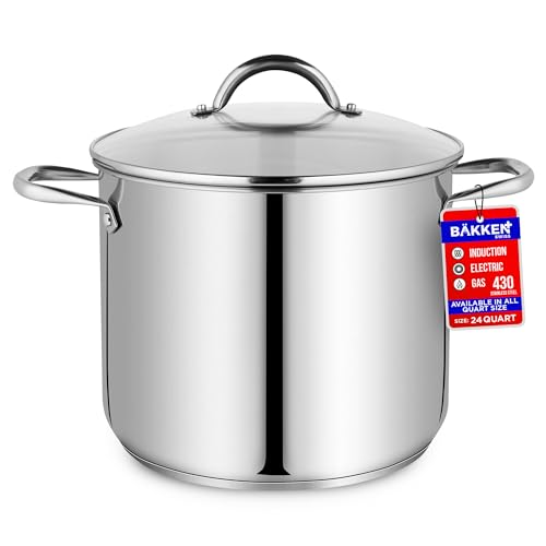 Stainless Steel Stockpot with Tempered Glass Lid 24 Quart (24 Quarts)
