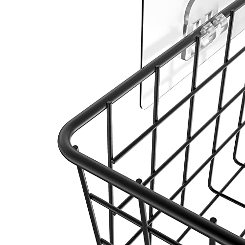 Over the Cabinet Door Organizer Wall Wire Baskets Hanging Kitchen Basket Shelf for Cabinet & Pantry Organization and Kitchen (BLACK / 3 PACK)