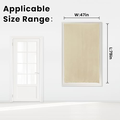 Self Adhesive Portable Blackout Curtains for Bedroom Easy to Install Window Thermal Lnsulated Kitchen Room Darkening Small Window Curtains (47"W x 79"L (Pack of 1) / Beige)