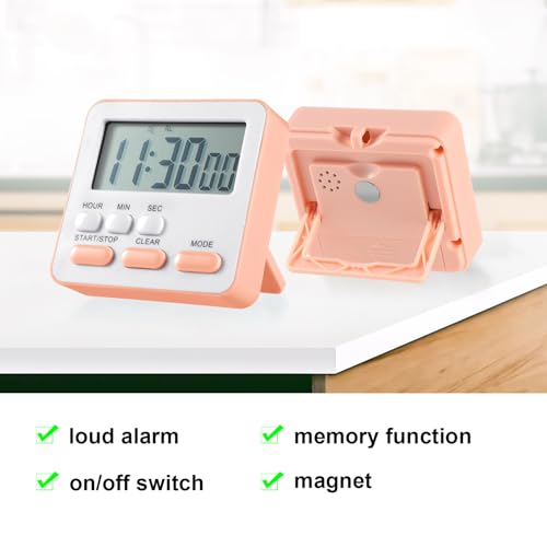 12 Pcs Digital Kitchen Magnetic Timer Bulk Classroom Count up Countdown Egg Timer Cute Desk Stopwatch for Back to School Teacher Kids Cooking Office (Classic Style / Pastel Colors)