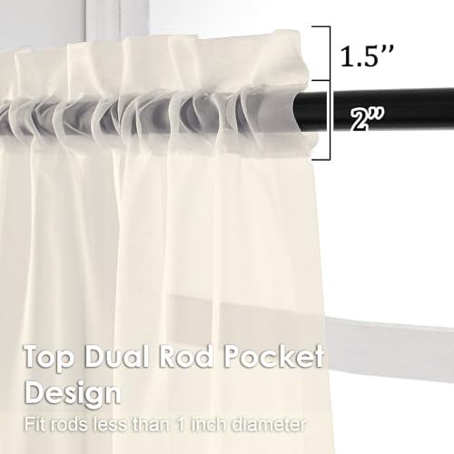 Cream Sheer Curtains 36 inch Length 2 Panels Set (Cream / 42"W x 36"L (Pack of 2))