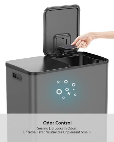 Dual Trash and Recycling Bins for Kitchen (Gray / 2 x 11 Gallon)