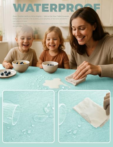 Waterproof Wipe Clean Table Cloth for 10ft Banquet Rectangle Table (Aqua / 60" x 144" (Rectangular))