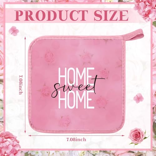 12 Pcs Pot Holders with Pocket (Pink / Pink Rose)