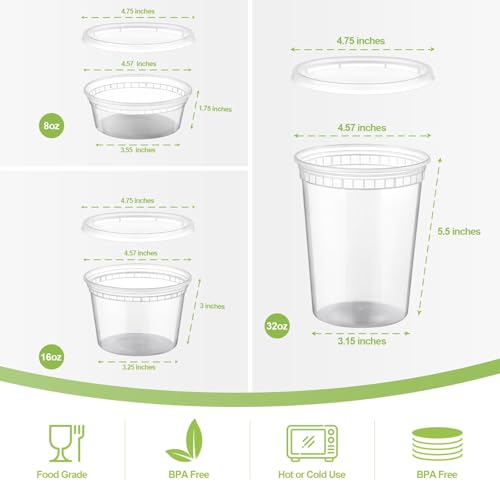 48 Sets Plastic Deli Containers With Lids