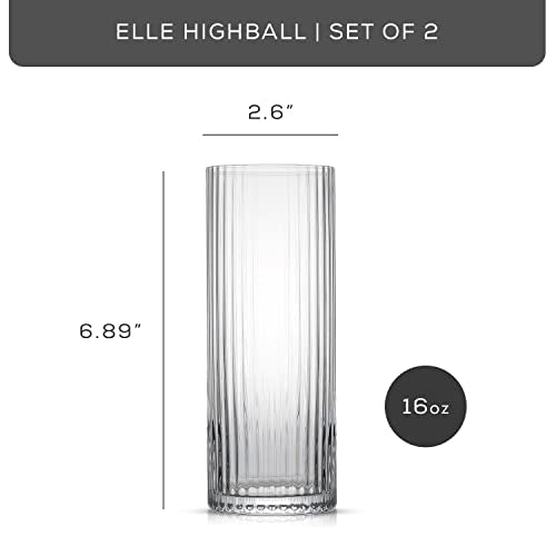 Elle 16oz Fluted Highball Glasses Set of 2 (Highball Glasses)