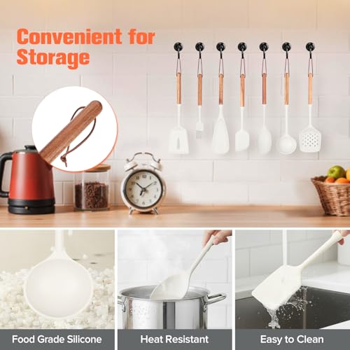 Silicone Cooking Utensils Set of 7 (White)