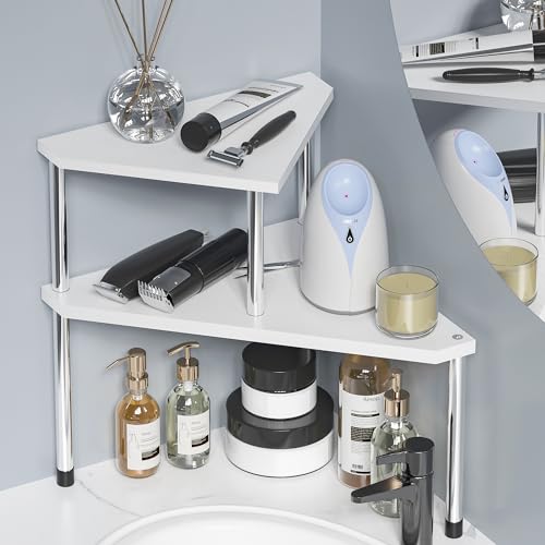 Bathroom Counter Organizer Over Sink for Toiletries Makeup (White)