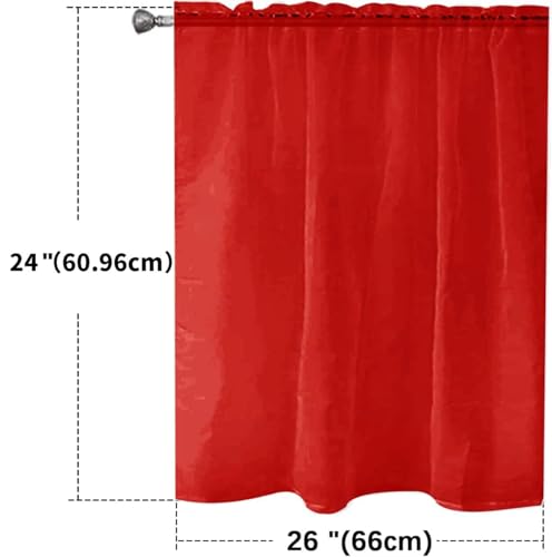 Basic Rod Pocket Sheer Voile Window Curtain Panels Red 1 Pair 2 Panels 26 Width 30 Inch Long for Kitchen Bedroom Children Living Room Yard（Red (Red / 26"W x 30"L (Pack of 2))