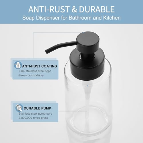 Glass Soap Dispenser 16oz Liquid Hand Soap Dispenser Matte Black (Matte Black)
