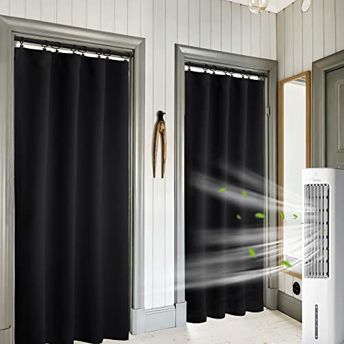 2 Panels Blackout Doorway Curtains (Black / 42"W x 80"L (Pack of 2))
