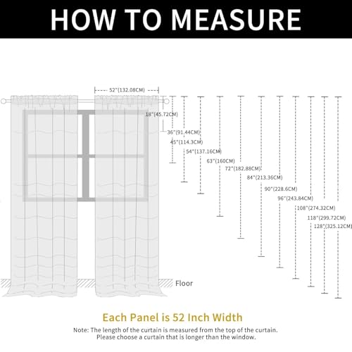 Sheer Voile Window Treatment Rod Pocket Curtain Panels for Kitchen Bedroom Living Room Drapes Sunlight Filtering Privacy Semi Home Decor Assorted (Brown / 52"W x 45"L (Pack of 2))