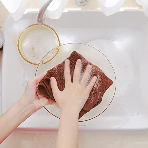 100% Cotton Waffle Weave Kitchen Dish Cloths 8 (Rust / 12 X 12 - 8 Pack)