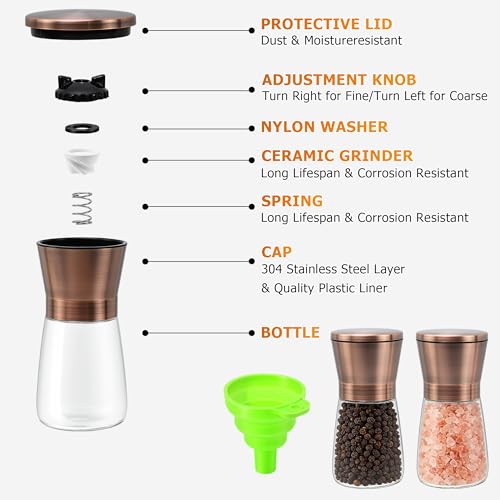 Short Copper Salt and Pepper Grinder Set of 2 (Copper / 2PK-Short)