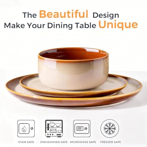 Ceramic Dinnerware Sets for 6 (Modern-Khaki / Service for 6 (18 Pcs))