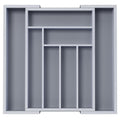 Bamboo Expandable Silverware Drawer Organizer (Grey / Medium)