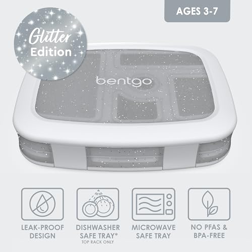 Kids 5 Compartment Lunch Box (Glitter Edition - Silver)