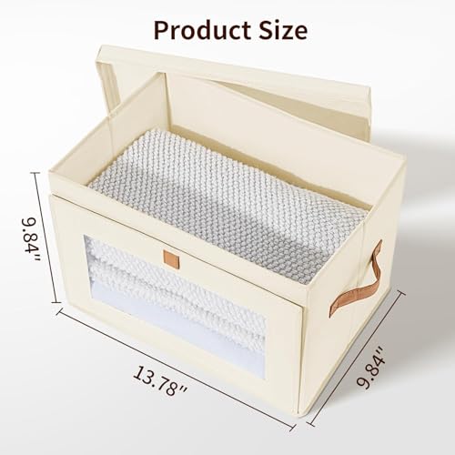 Storage Bins with Lids (Beige / Large-5 Pack)
