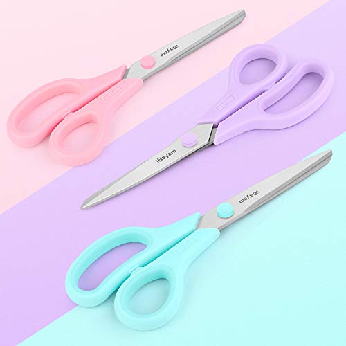 8.5" Scissors All Purpose (Pastel Pink, Soft Purple, Macaron Blue / 3-Pack)