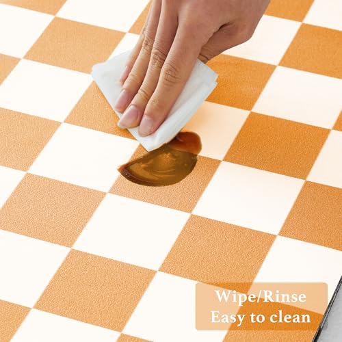 Checkered Dish Drying Mat for Kitchen Counter (Orange / 24" x 16")