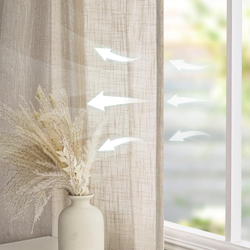 Boho Curtains Farmhouse Living Room Curtain Drapes (100"W x 90"L (Pack of 1) / Taupe)