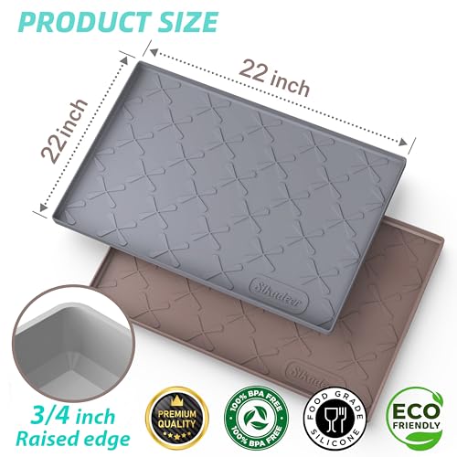 Waterproof Under Sink Mat 22" x 22" Silicone Mat Cabinet Protector (Dark Gray / 22"W x 22"L)